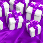 gift on purple satin background