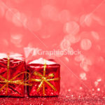Decorated red holiday gifts