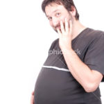 Fat man with a very big stomach