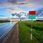 classic scene of a highway in rural area with blank road signs