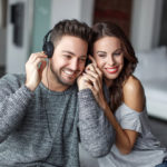 Free couple listen to music