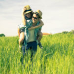 Free couple playing at countryside