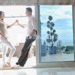 happy young couple relax at home